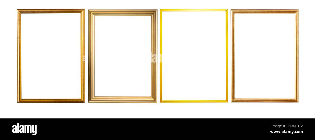 golden photo Frame isolated on white, A4 size Stock Photo Alamy