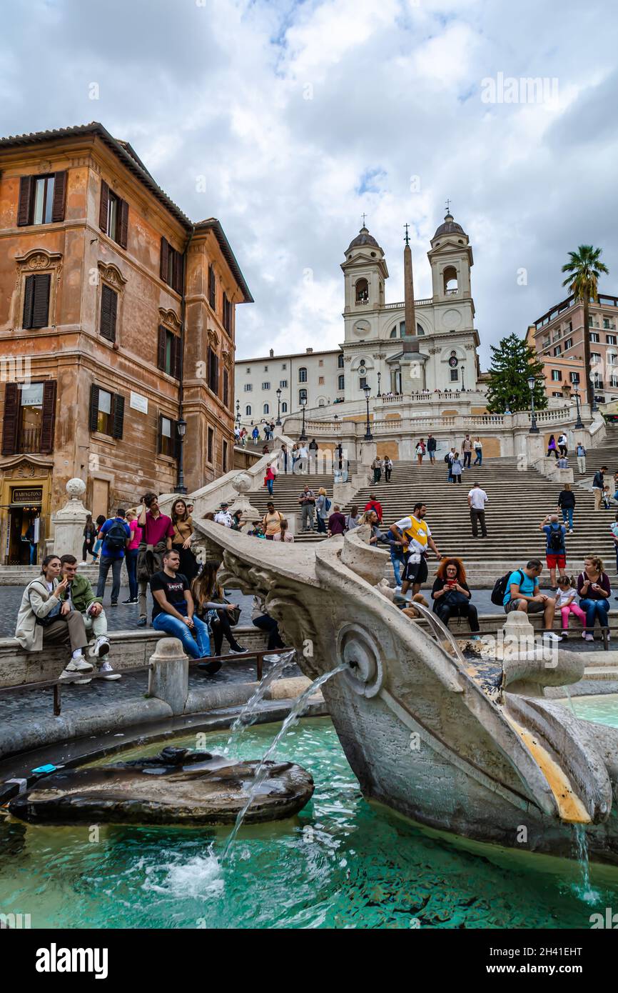 Spagna Rome Rome: Piazza di Spagna with the Spanish Steps and the Barcaccia ...