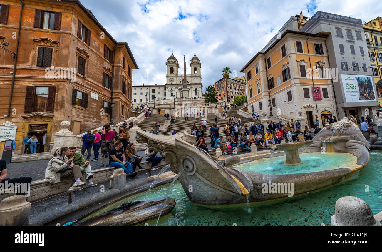 Spagna Rome Rome: Piazza di Spagna with the Spanish Steps and the Barcaccia ...