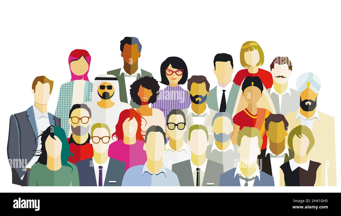 Group of people portrait, team group isolated - illustration Stock ...