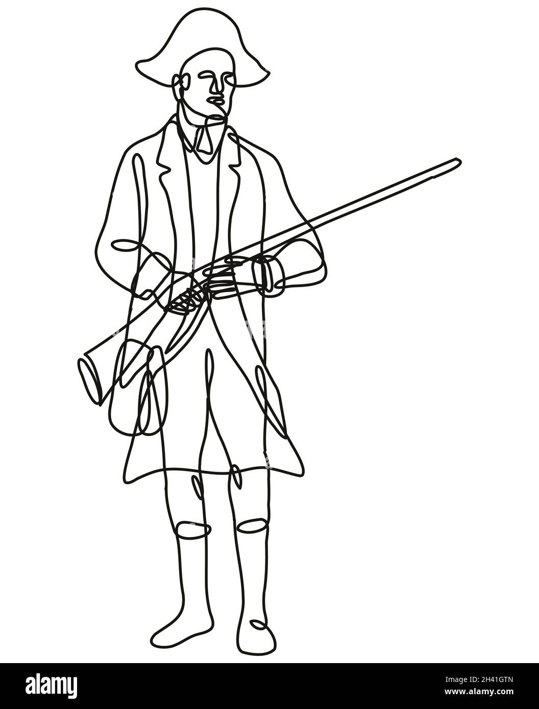 American Patriot Revolutionary Soldier with Musket Rifle Front