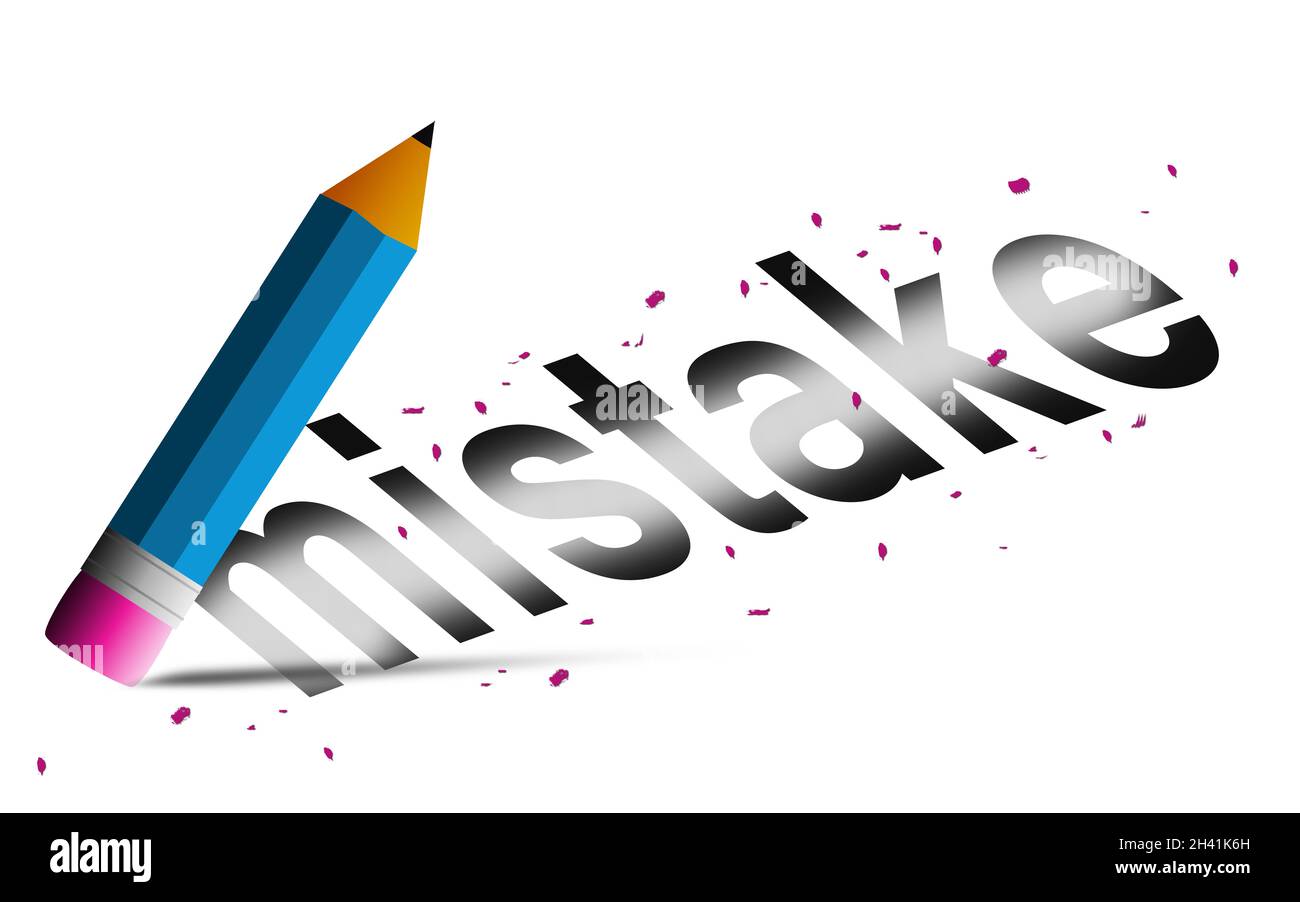 Erase mistake word with pencil eraser isolated Stock Photo Alamy