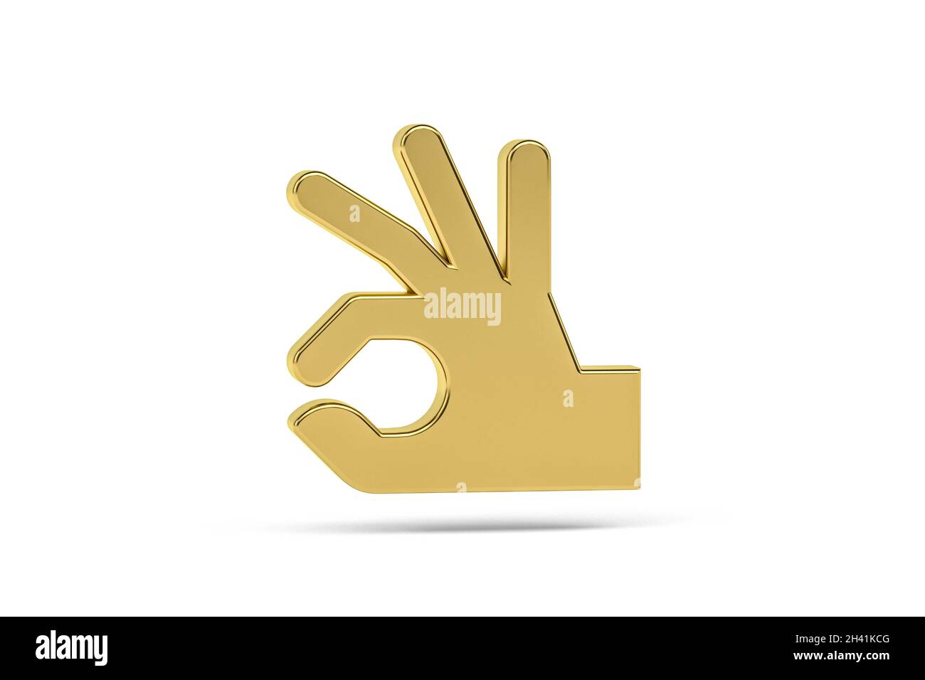 Golden 3d hand icon isolated on white background - 3d render Stock Photo