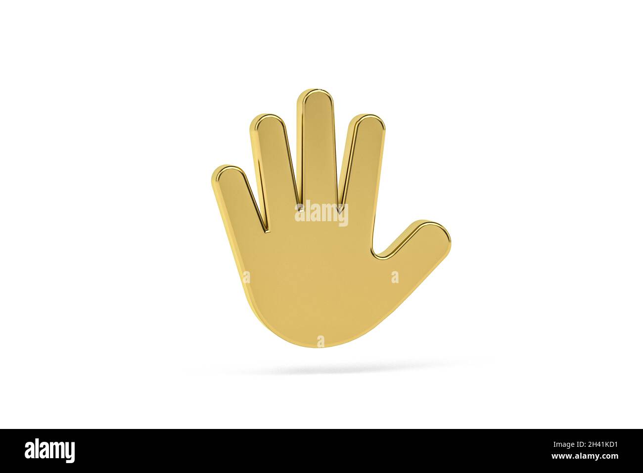 Golden 3d hand icon isolated on white background - 3d render Stock ...