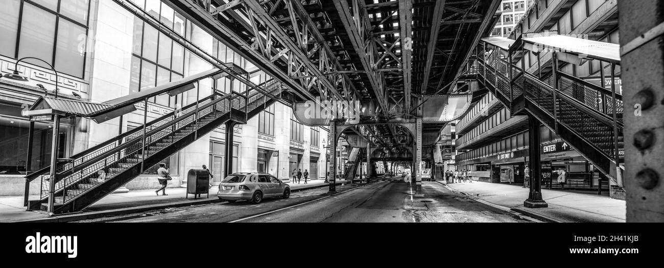 Subway tracks of the loop line in Chicago, USA Stock Photo