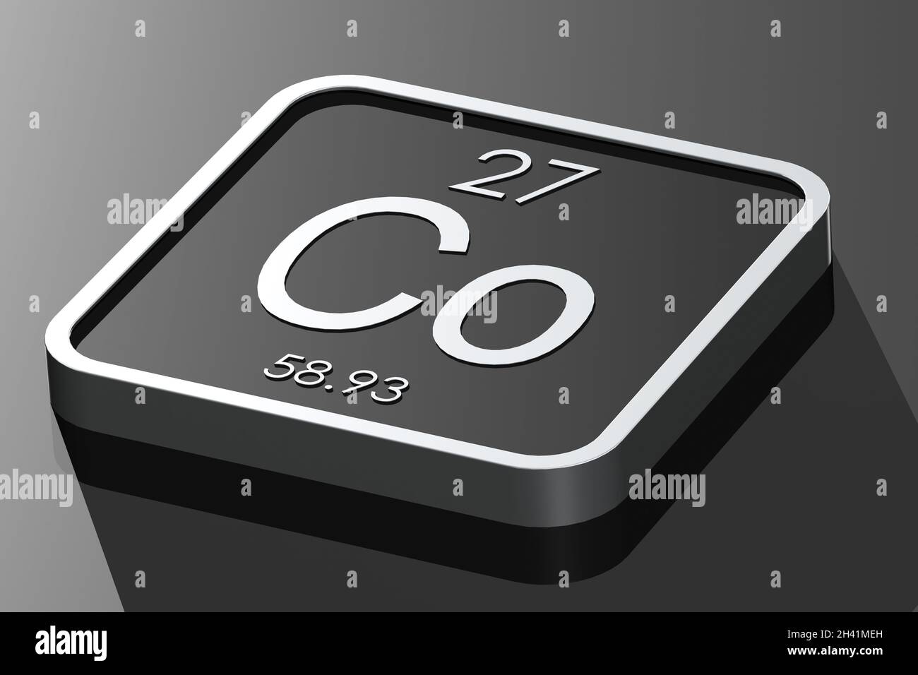 Cobalt element from periodic table on black square block Stock Photo