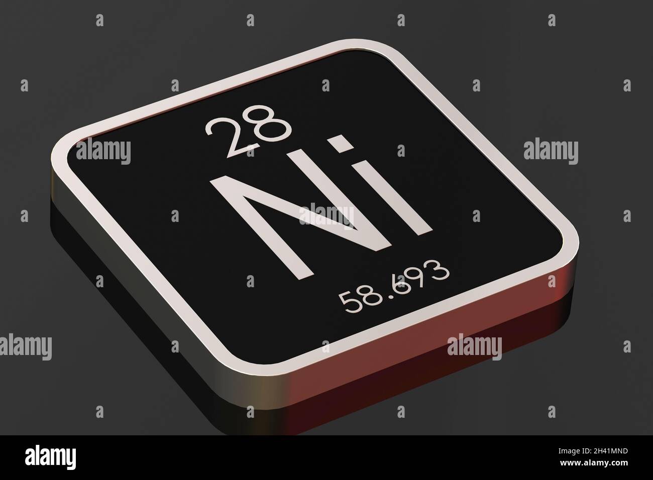 Nickel element from periodic table on black square block Stock Photo Alamy
