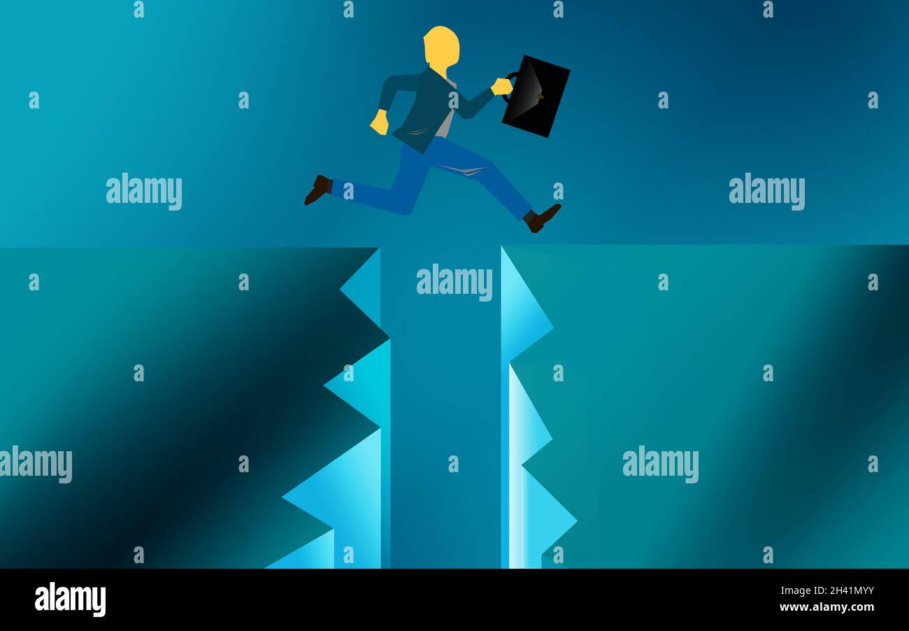 Jumping over gap Stock Photo - Alamy