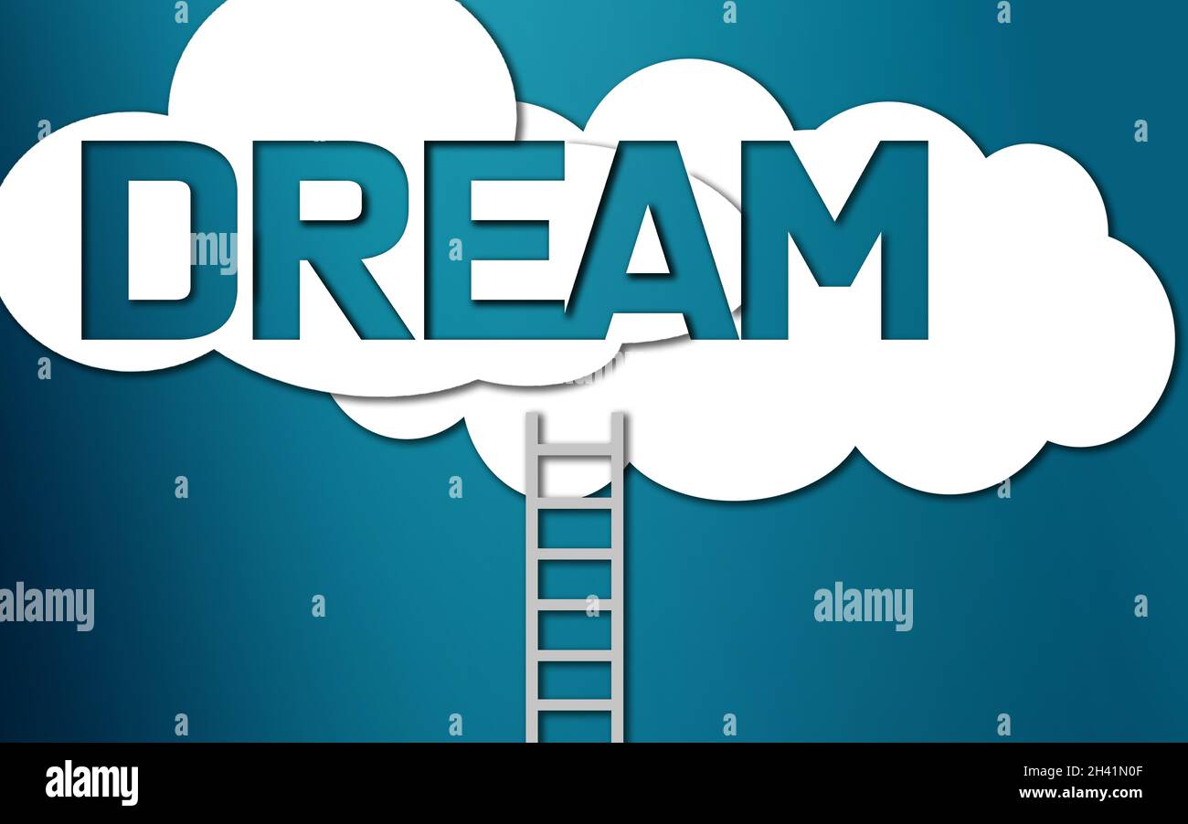 Ladder lead to dream word Stock Photo