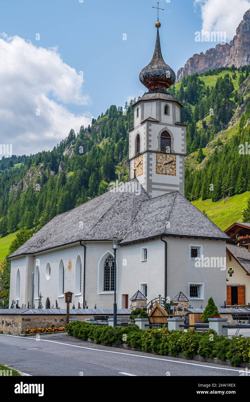 Church in Colfosco, Val Badia Stock Photo