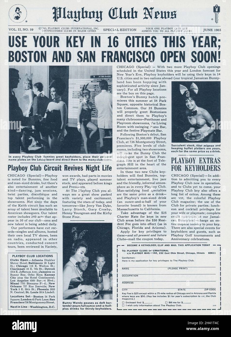 June 1965 'Playboy' Magazine advertising, USA Stock Photo