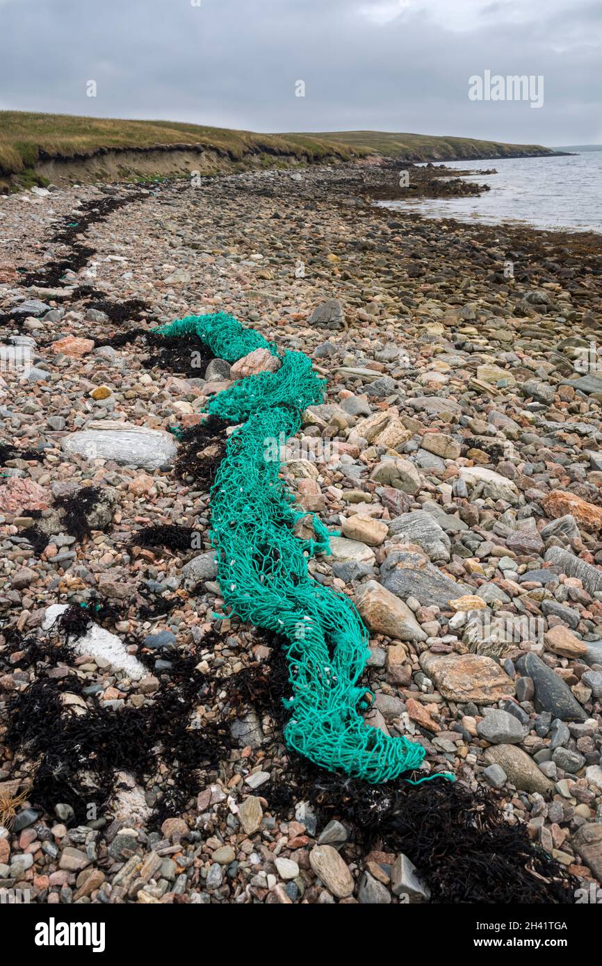 Marine plastic pollution with discarded plastic rope and