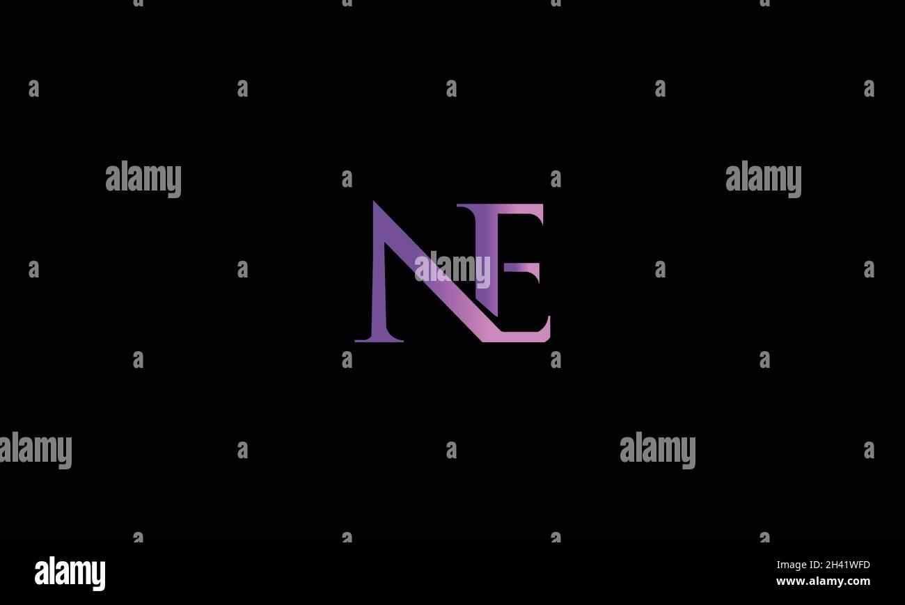 LETTERS NE LOGO DESIGN WITH NEGATIVE SPACE EFFECT FOR ILLUSTRATION USE Stock Vector