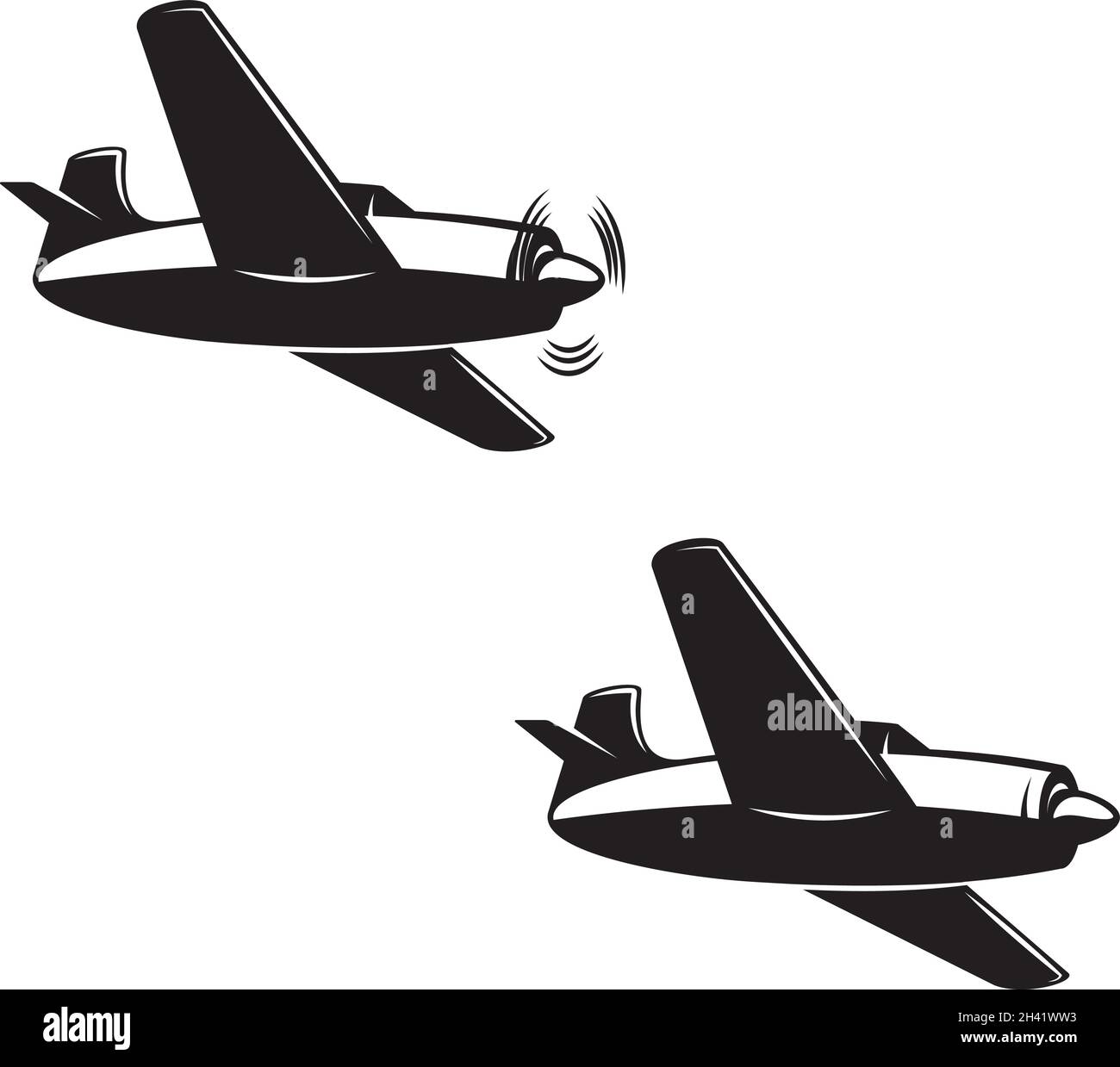 Illustration of retro airplane. Design element for logo, label, sign, emblem. Vector illustration Stock Vector