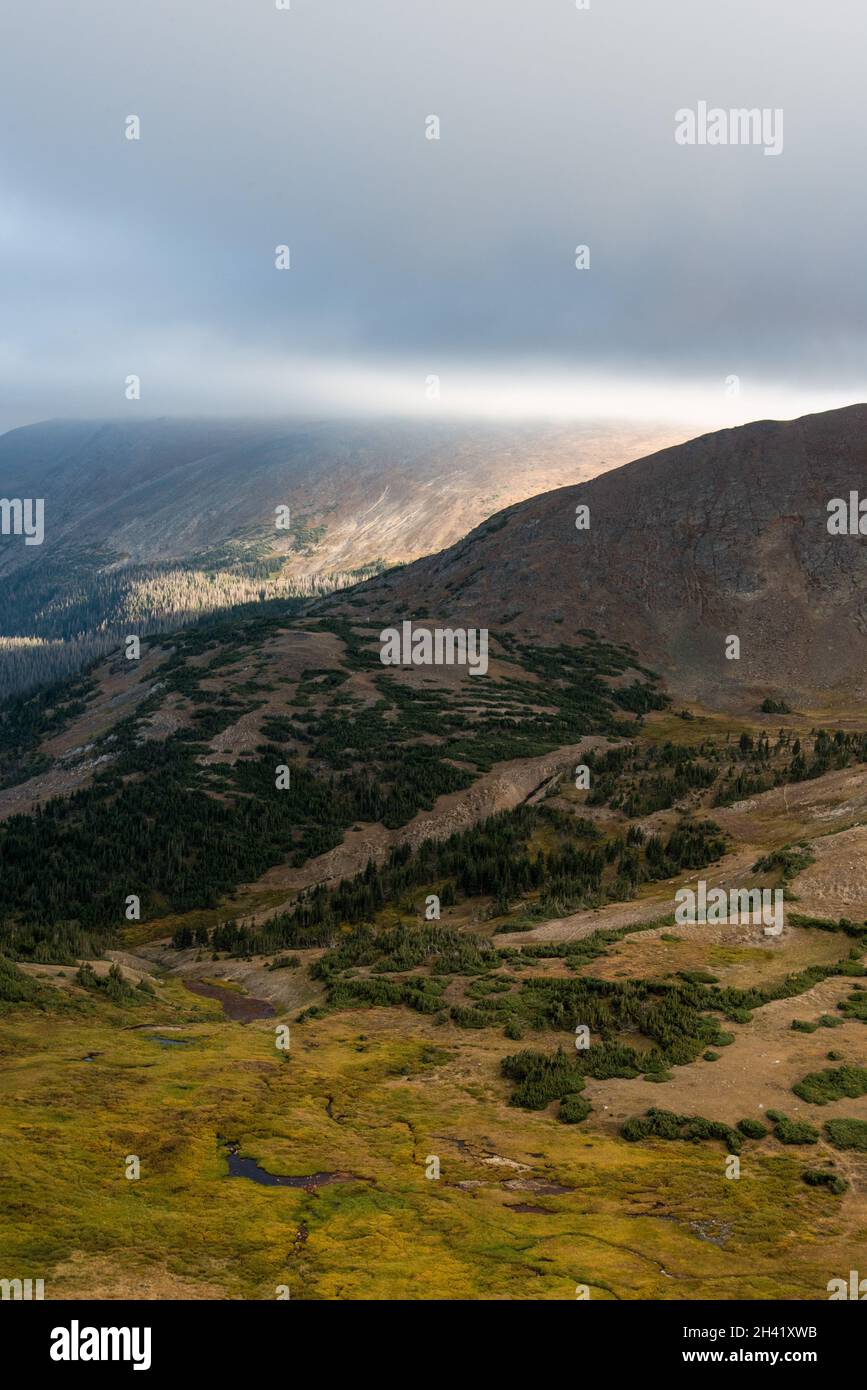 Great view up high in the mountains of Rocky Mountain NP, USA Stock Photo