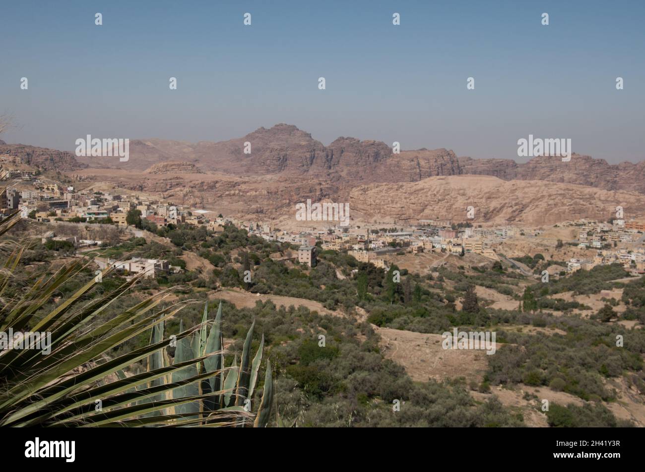 View from Wadi Musa, Jordan, Middle East. Wadi Musa is named after Moses  and is the closest town to Petra Stock Photo - Alamy