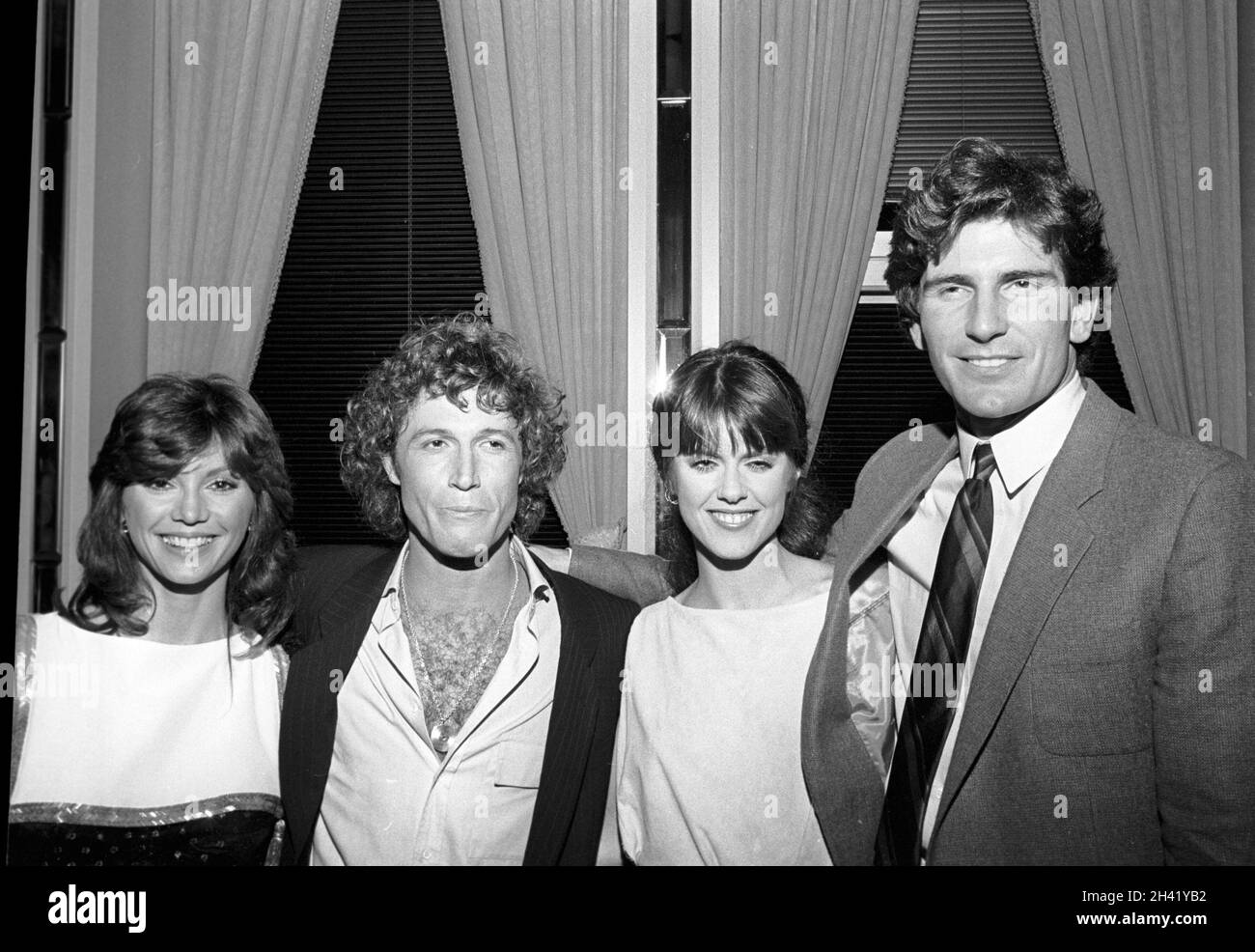 Victoria Principal, Andy Gibb and Pam Dawber Circa 1980's Credit: Ralph Dominguez/MediaPunch Stock Photo