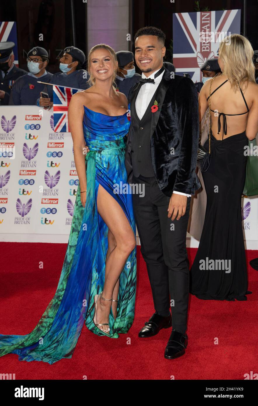 london-england-30-oct-chloe-burrows-and-toby-aromolaran-attend-the