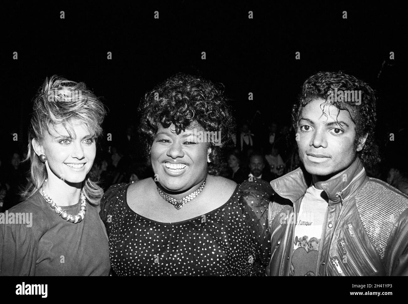 Olivia Newton John, Jennifer Holliday and Michael Jackson  at the 'Dreamgirls' opening night afterparty. Taken in Los Angeles at the Shubert Theater in Century City on March 20, 1983  Credit: Ralph Dominguez/MediaPunch Stock Photo