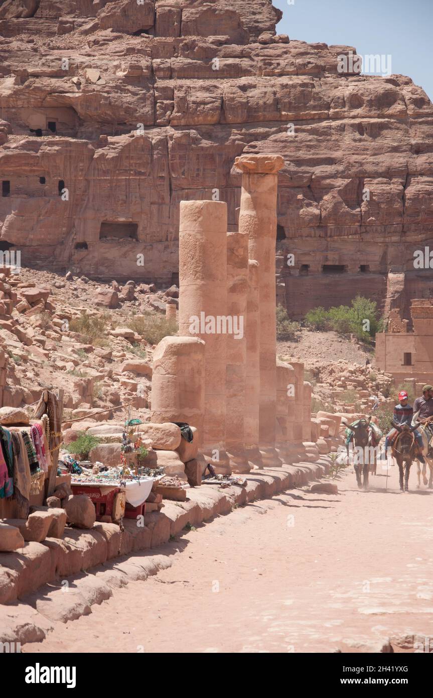 The Colonnaded Path, Petra, Jordan, Middle Stock Photo