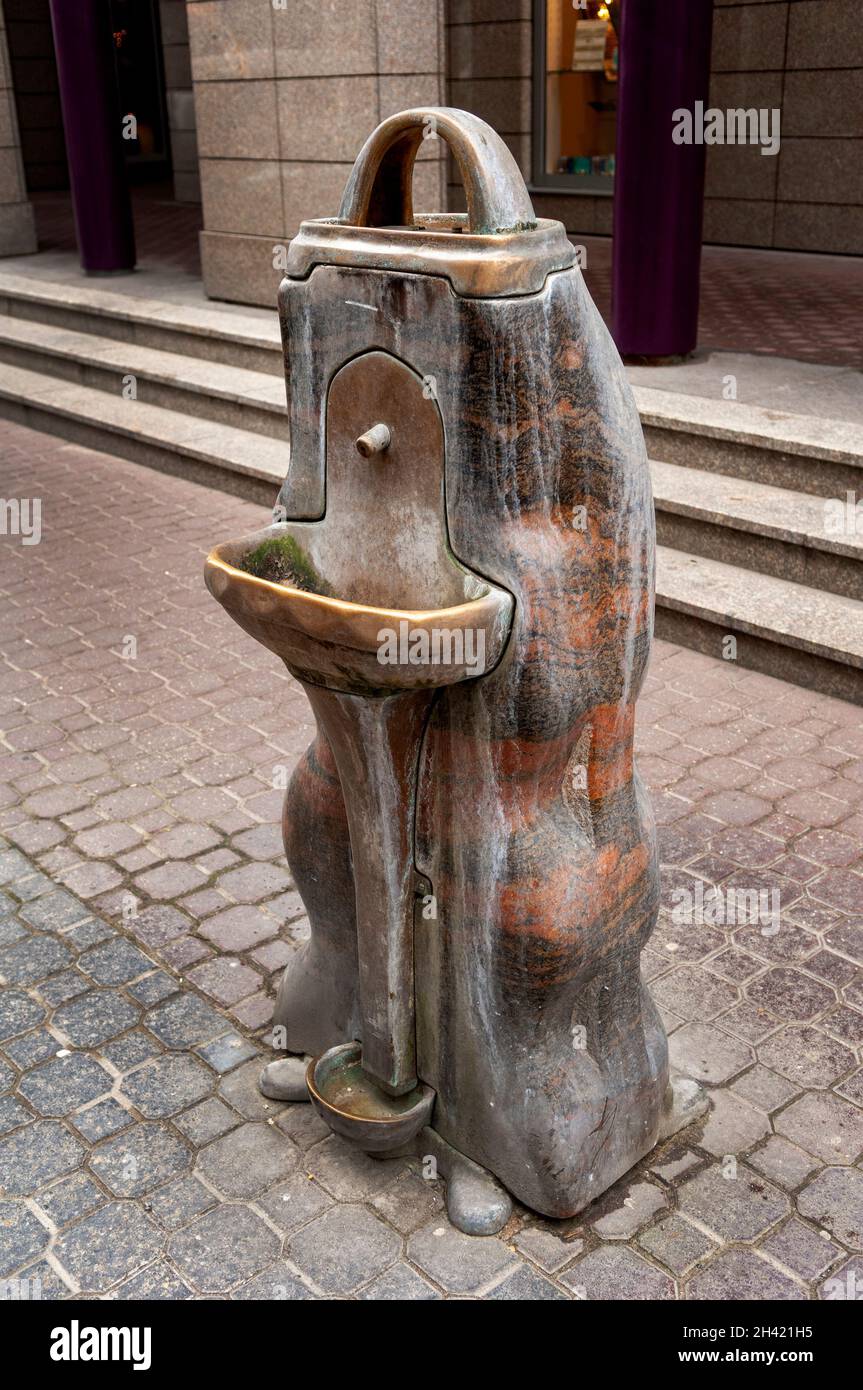 Public drinking water fountain for both humans and dogs in central Budapest, Hungary, EU Stock Photo