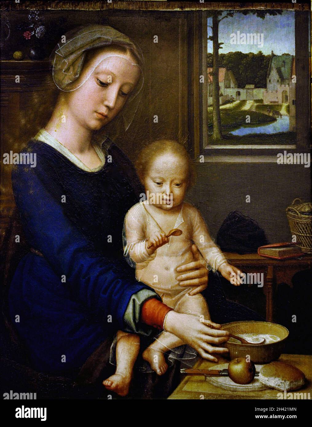 Madonna and Child with the Milk Soup, 1510-1515. by Gerard DAVID 1450 - 1523 Belgian Belgium Dutch Netherlands Stock Photo