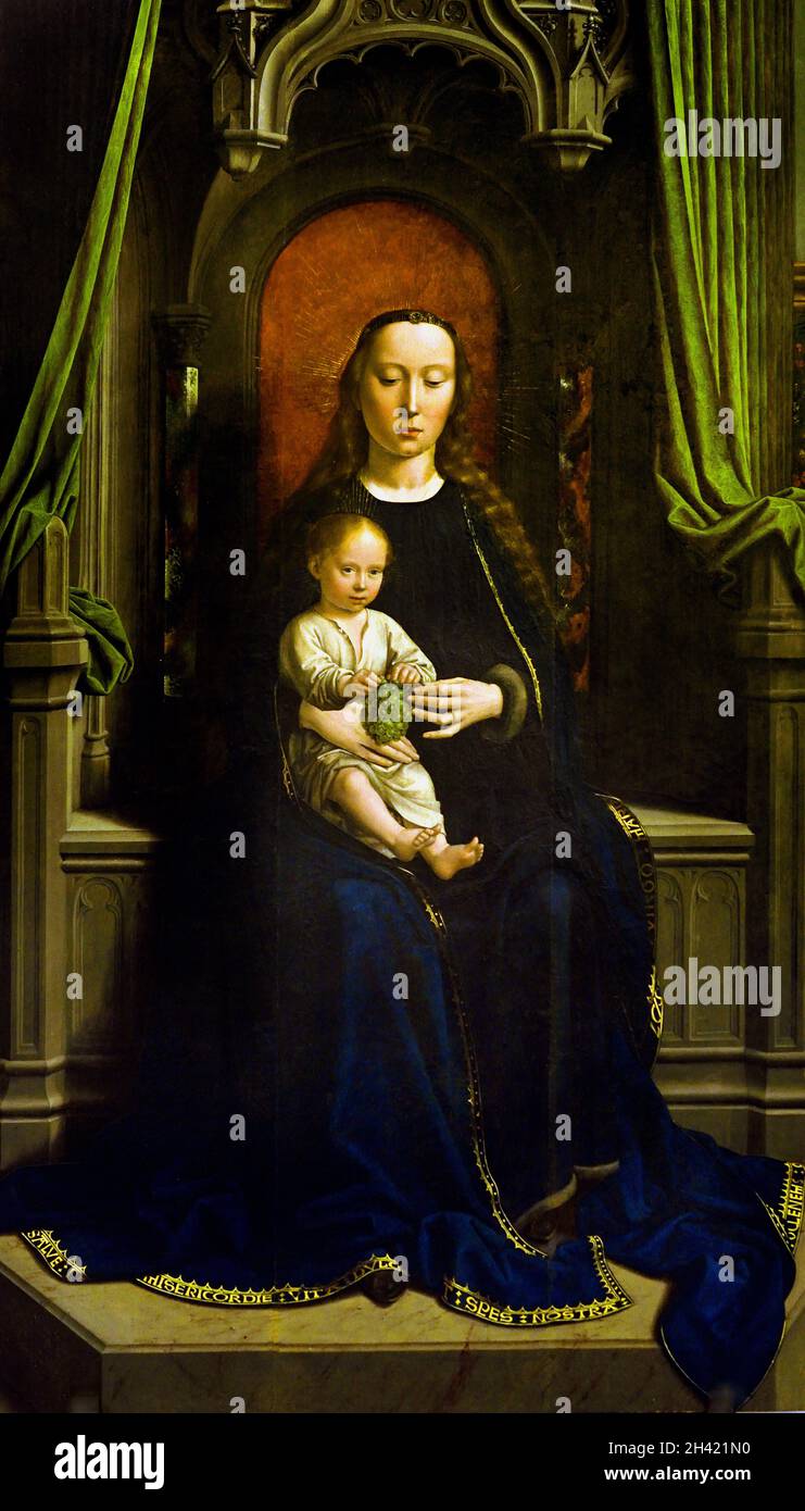 Polyptych of Cervara: Madonna and child, also called Virgin of the Grapes,1506 by Gerard DAVID 1450 - 1523  Dutch Netherlands Flemish ,Belgium, Belgian, Stock Photo