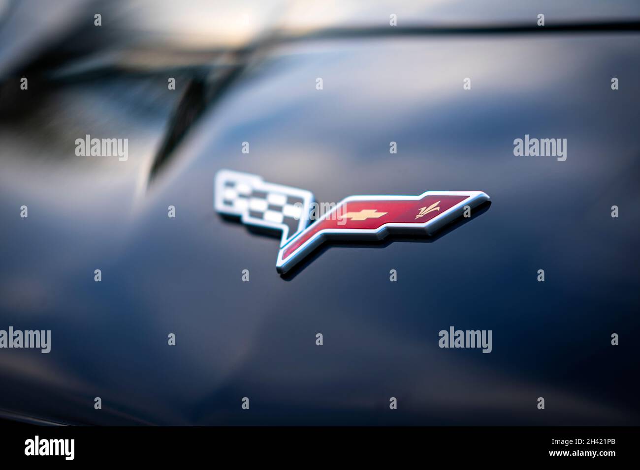 Chevrolet Corvette Hood Logo Stock Photo