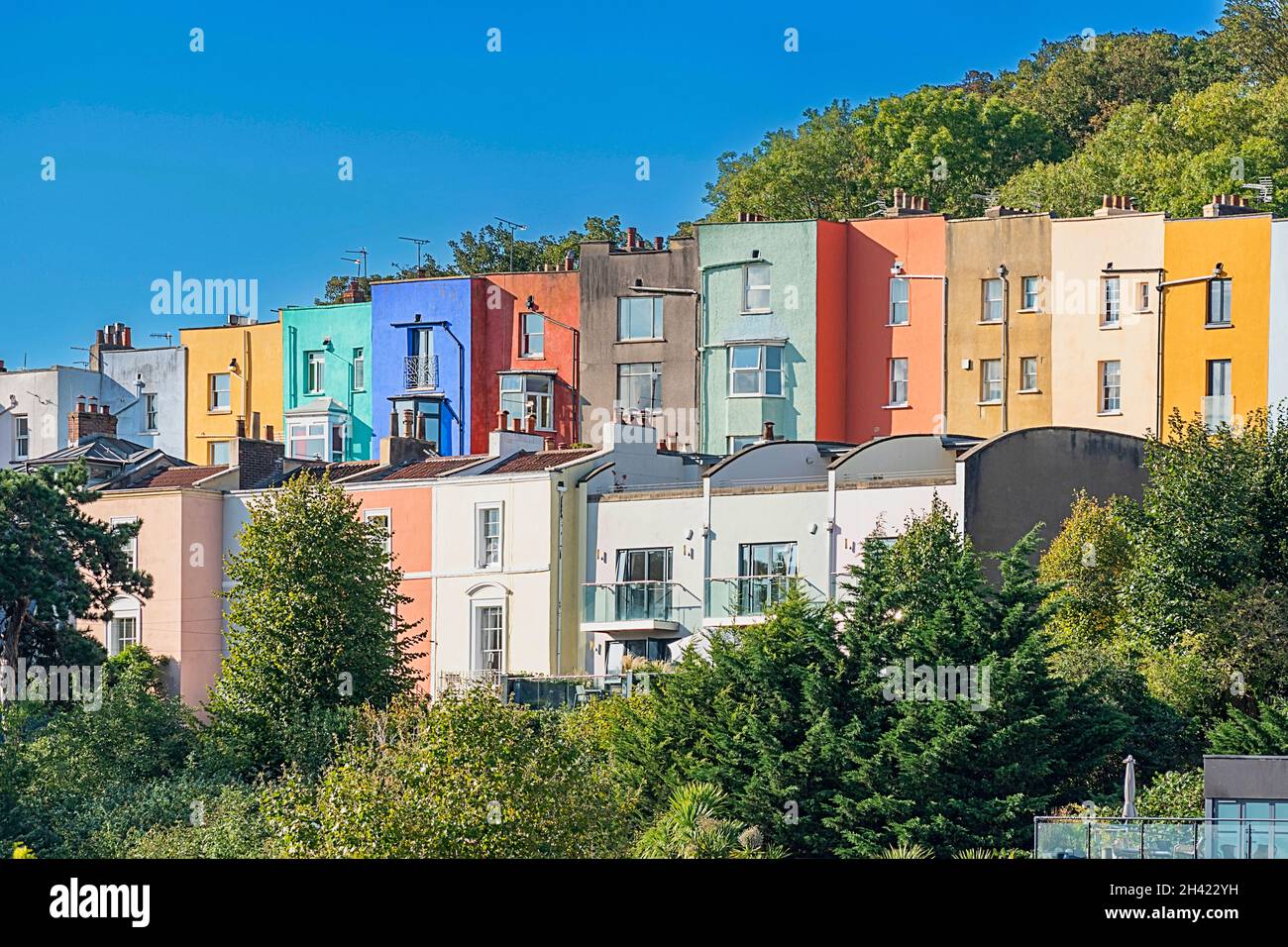 BRISTOL CITY ENGLAND ON THE HILL MULTI COLOURED HOUSES OF CLIFTON