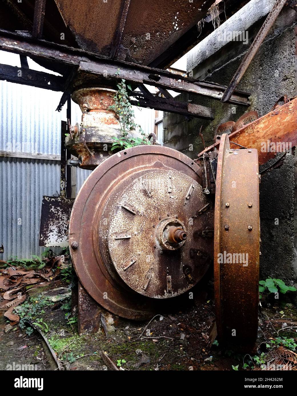 August 2021 - Rusty industrial dereliction in South Wales Stock Photo