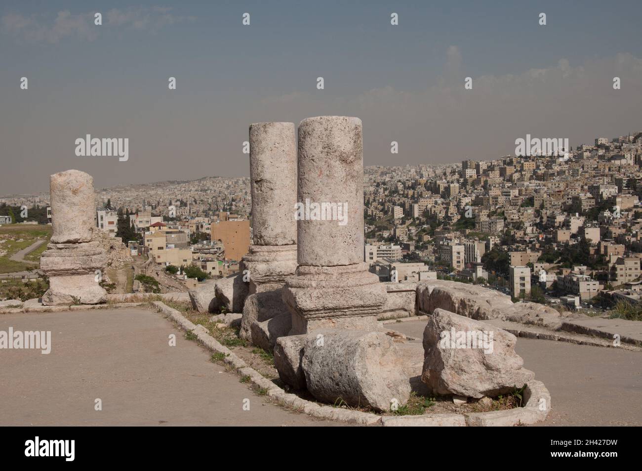 Middle Eastern Column Broken columns, Temple of Hercules, Citadel, Amman, Jordan, Middle East ...