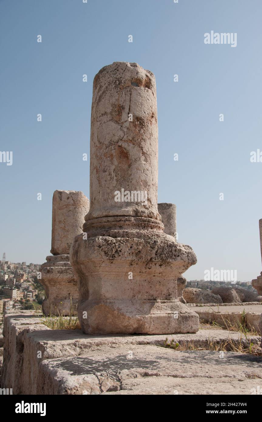 Middle Eastern Column Broken columns, Temple of Hercules, Citadel, Amman, Jordan, Middle East ...