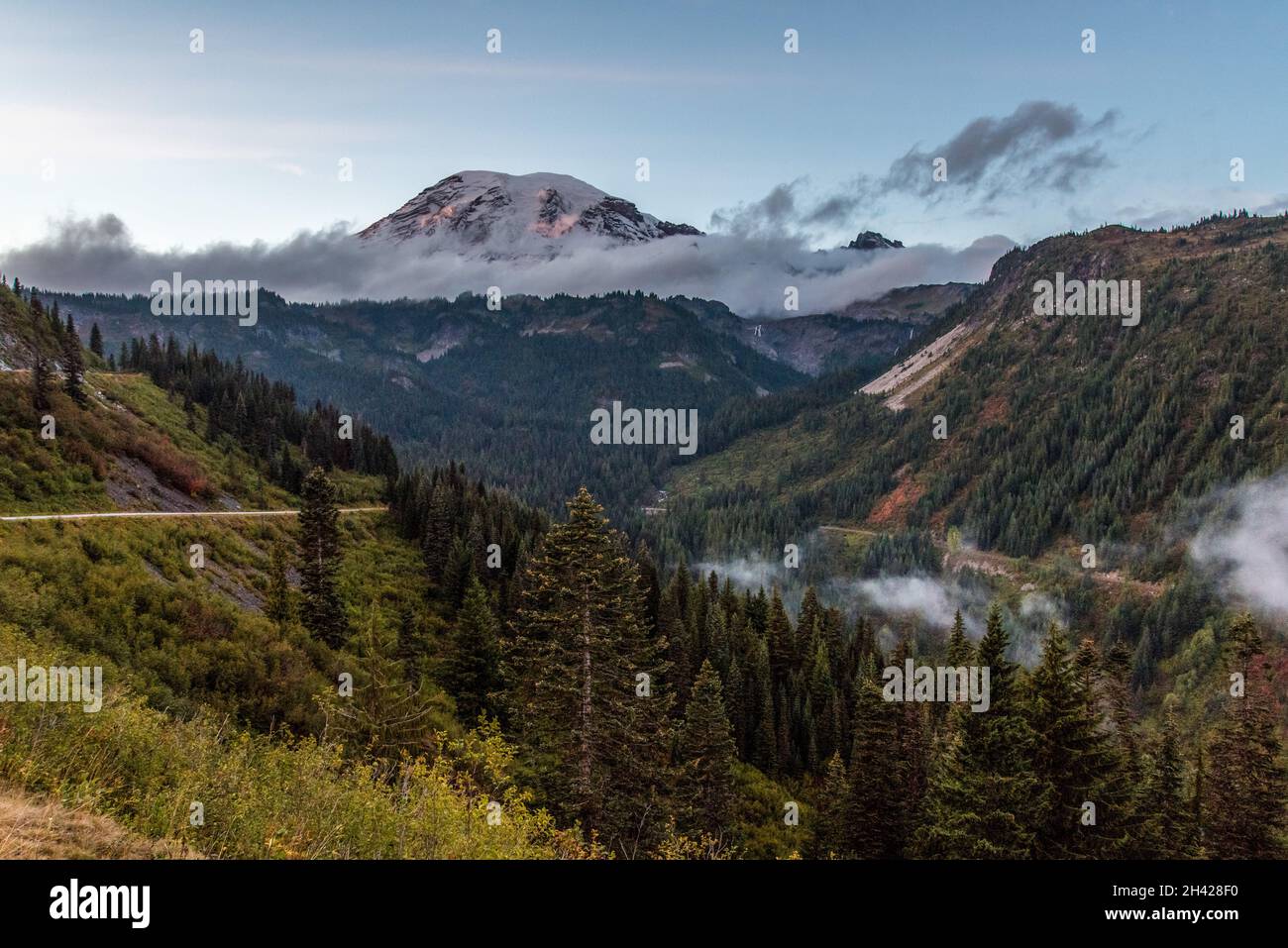 Sunset over the Mount Rainier National Park, USA Stock Photo - Alamy