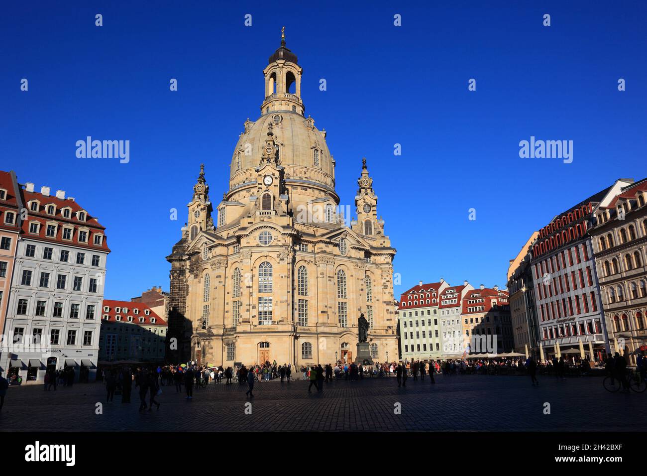 Frauenkirche in Dresden, ursprünglich Kirche Unserer Lieben Frau, evangelisch-lutherische Kirche des Barock und der prägende Monumentalbau des Dresdne Stock Photo