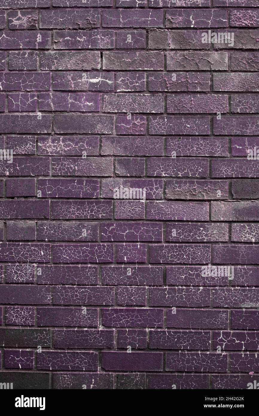August 2021 - Purple brickwork detail, for use as a texture or background. Stock Photo