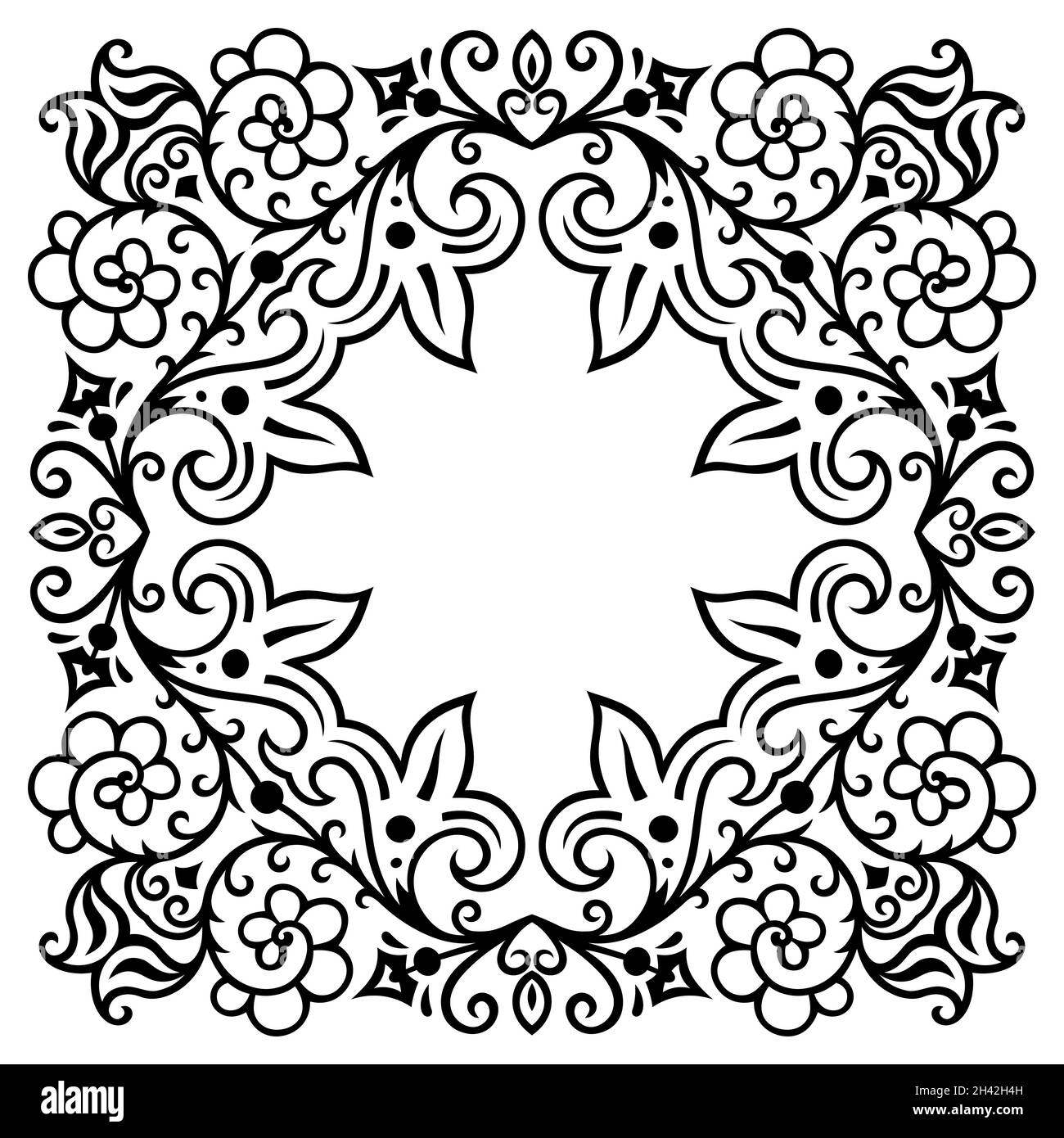 Floral hand drawn vector vintage border Stock Vector Image & Art - Alamy