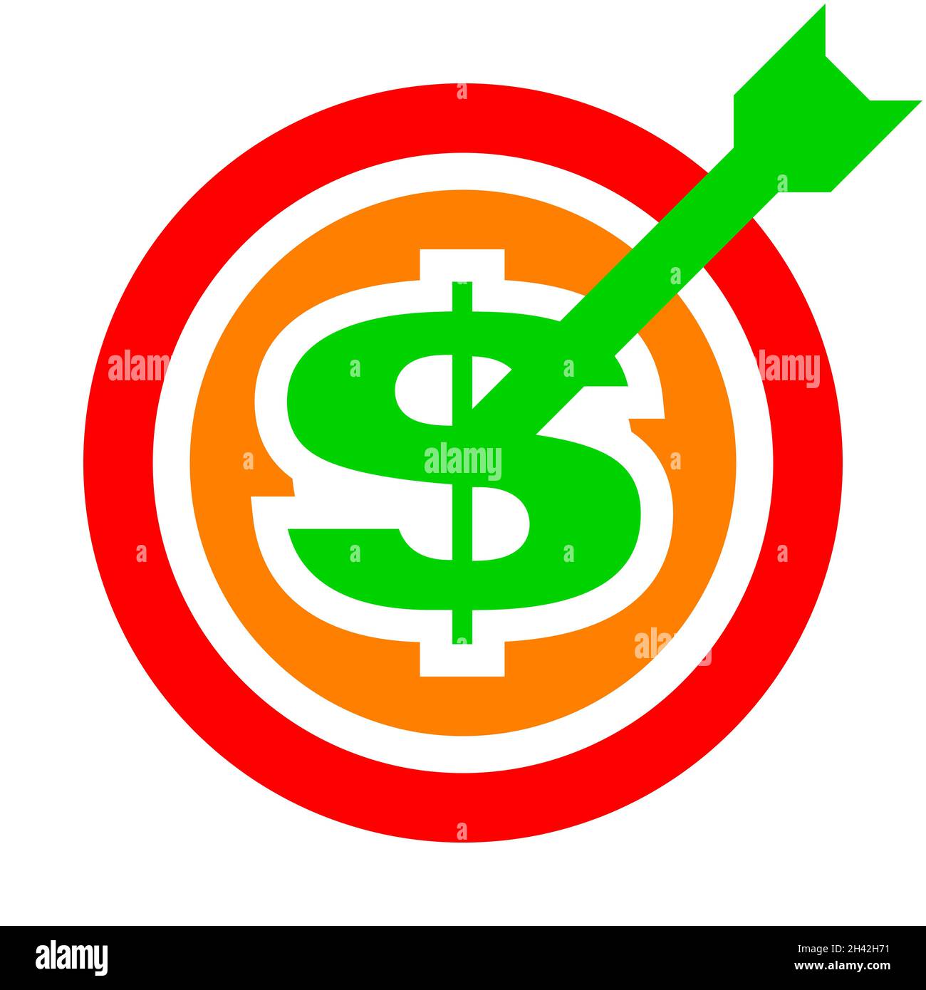 Dollar target - sign symbol icon green orange red isolated - vector illustration Stock Vector