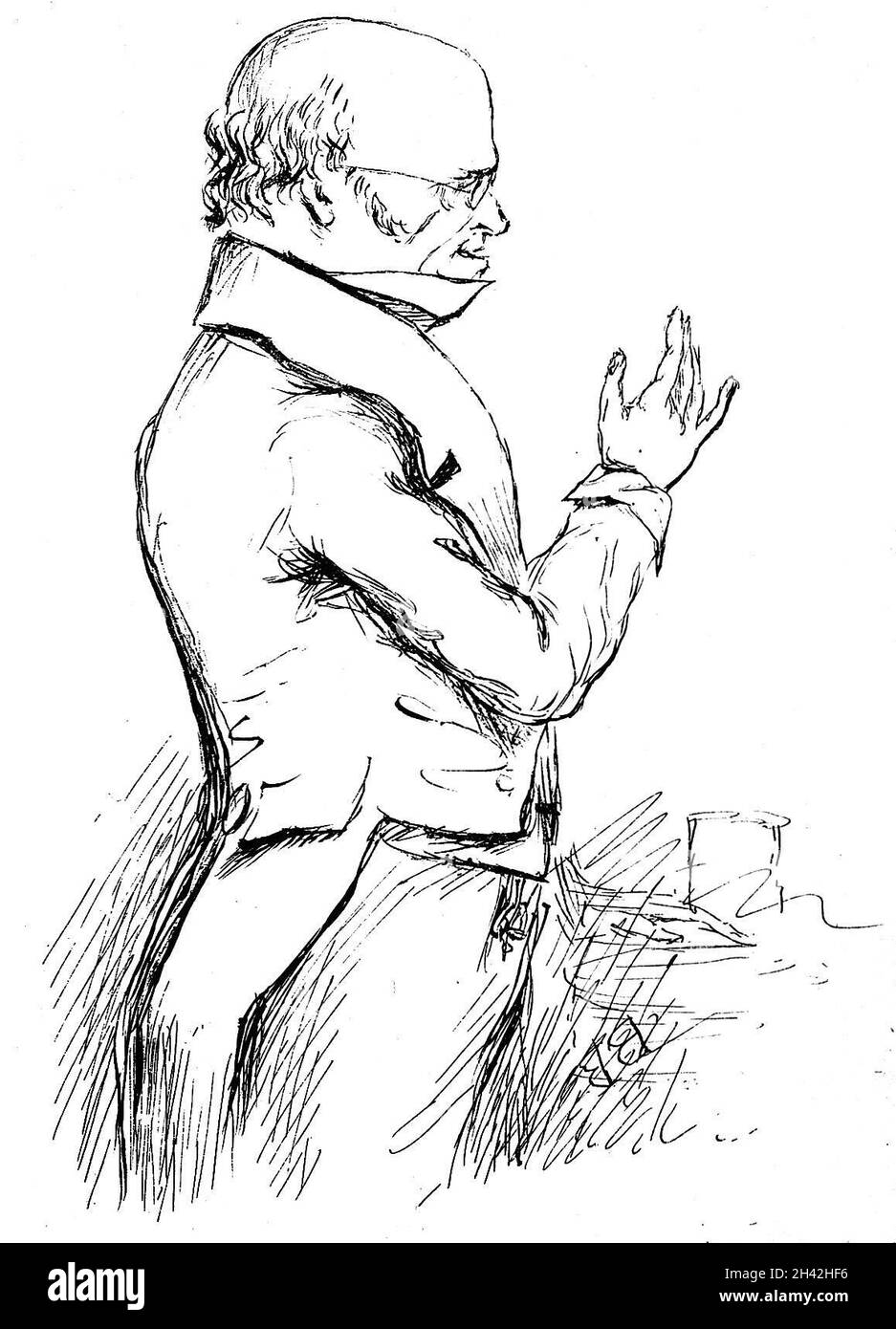 Caricature of Robert Knox. Stock Photo