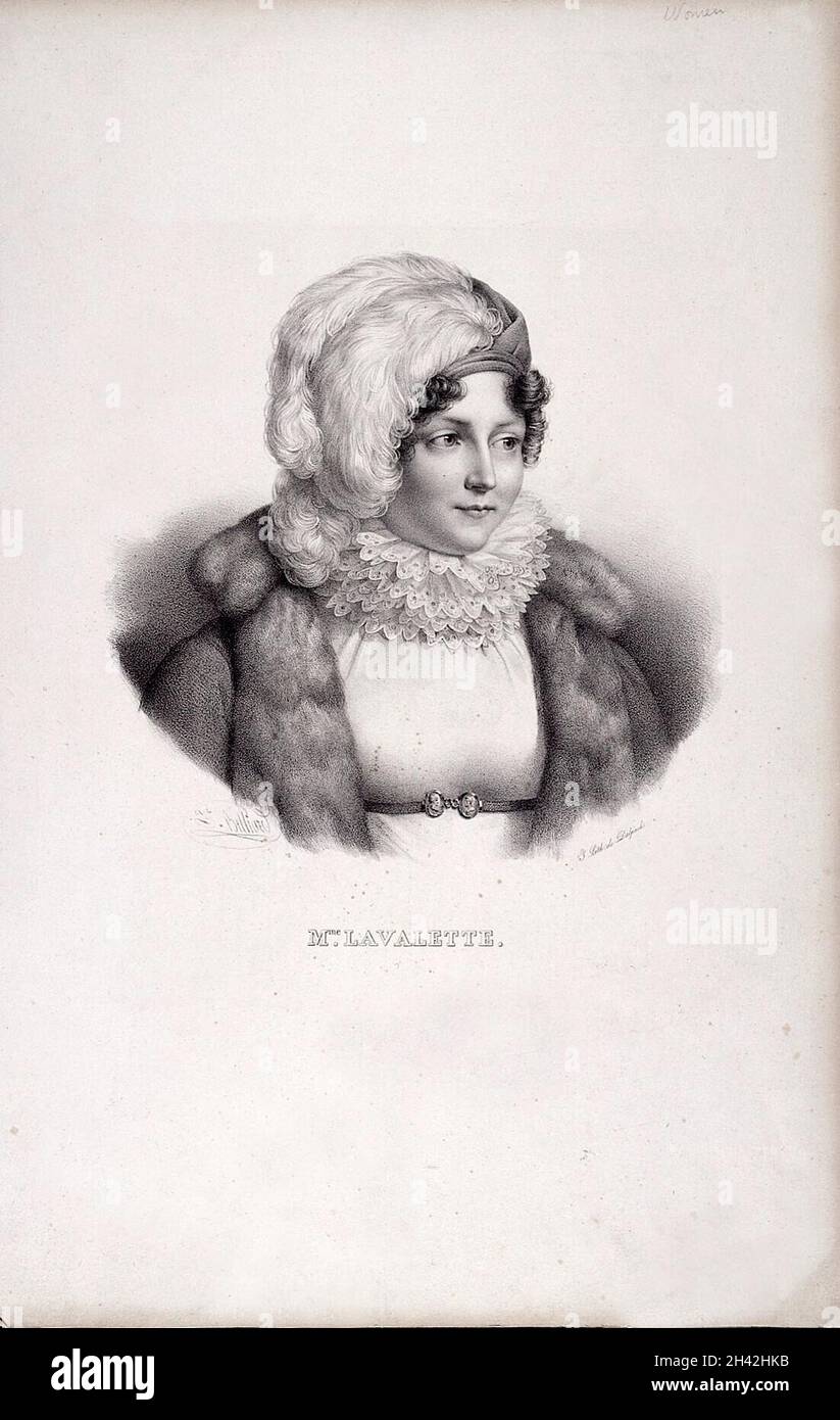 Emilie-Louise de Beauharnais, Comtesse de La Valette (-1855) Lithograph by Zéphirin-Félix-Jean-Marius Belliard. Stock Photo