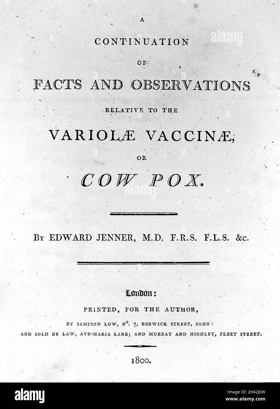 Continuation of facts.. the variolae vaccinae or cow pox Stock Photo