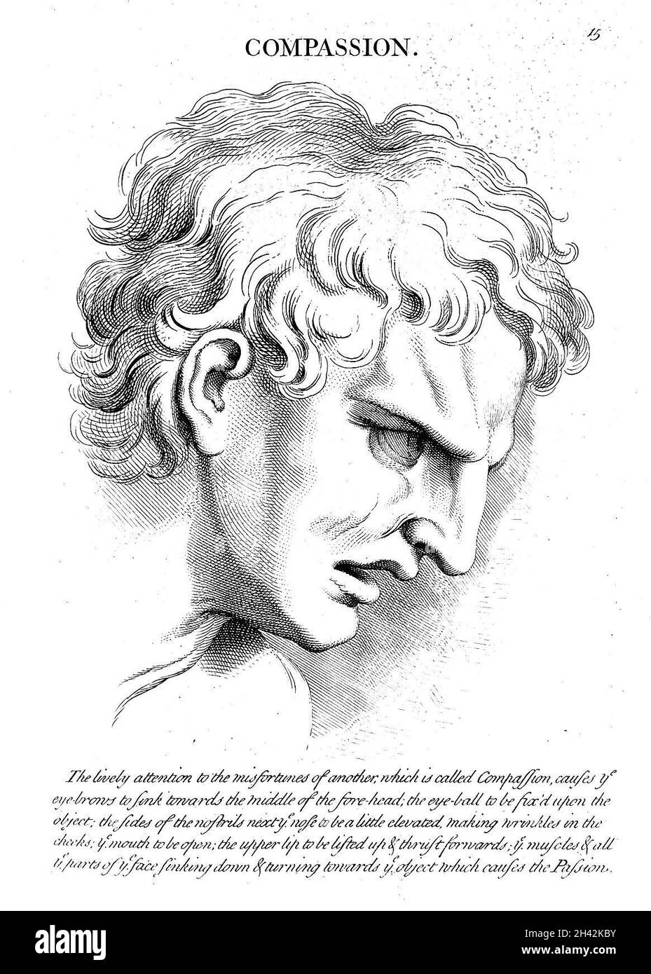 "Compassion" from le Brun, Heads. Representing the various passions of the soul..., circa 1760 Stock Photo