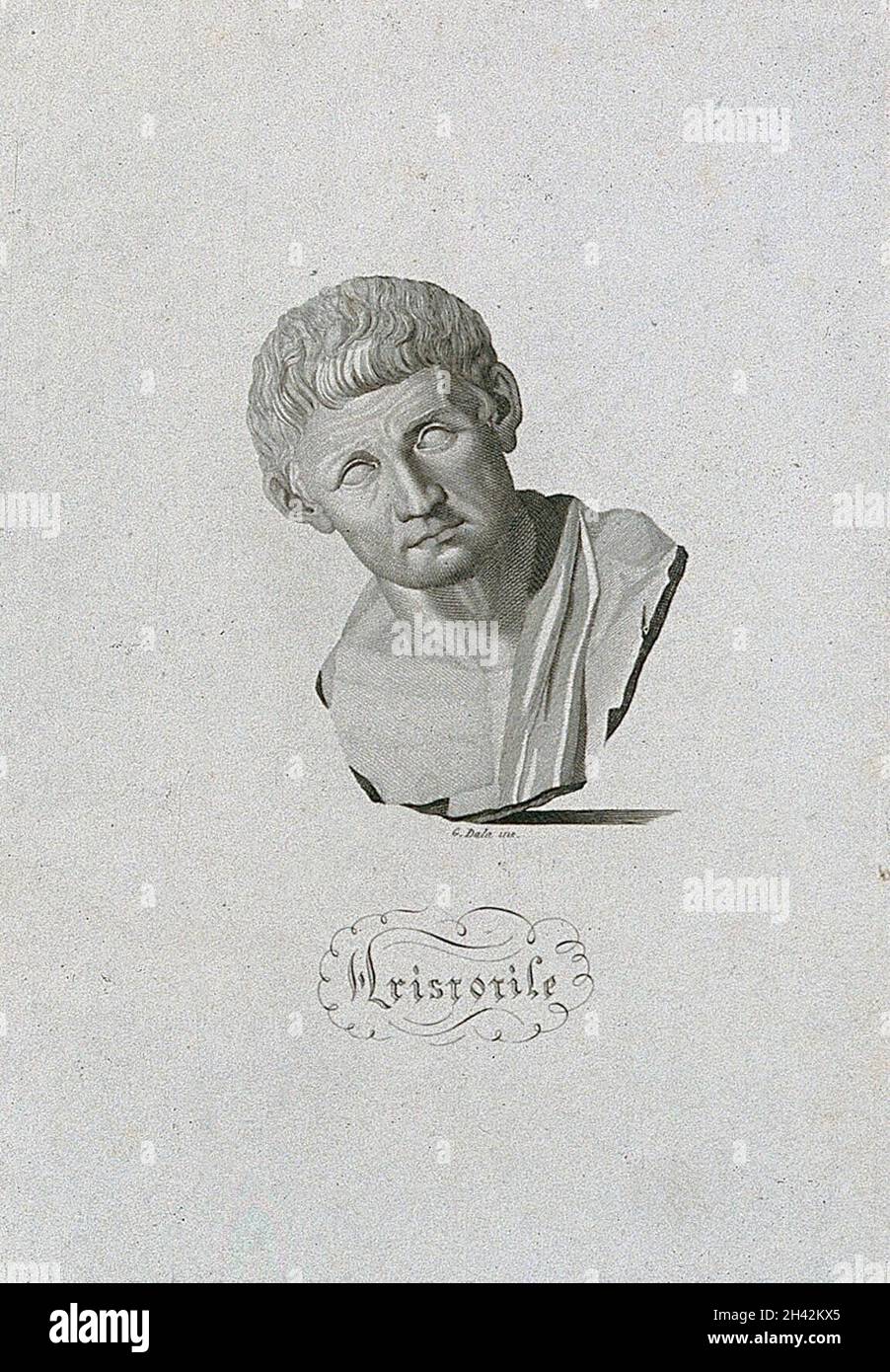 Aristotle. Line engraving by G. Dala. Stock Photo