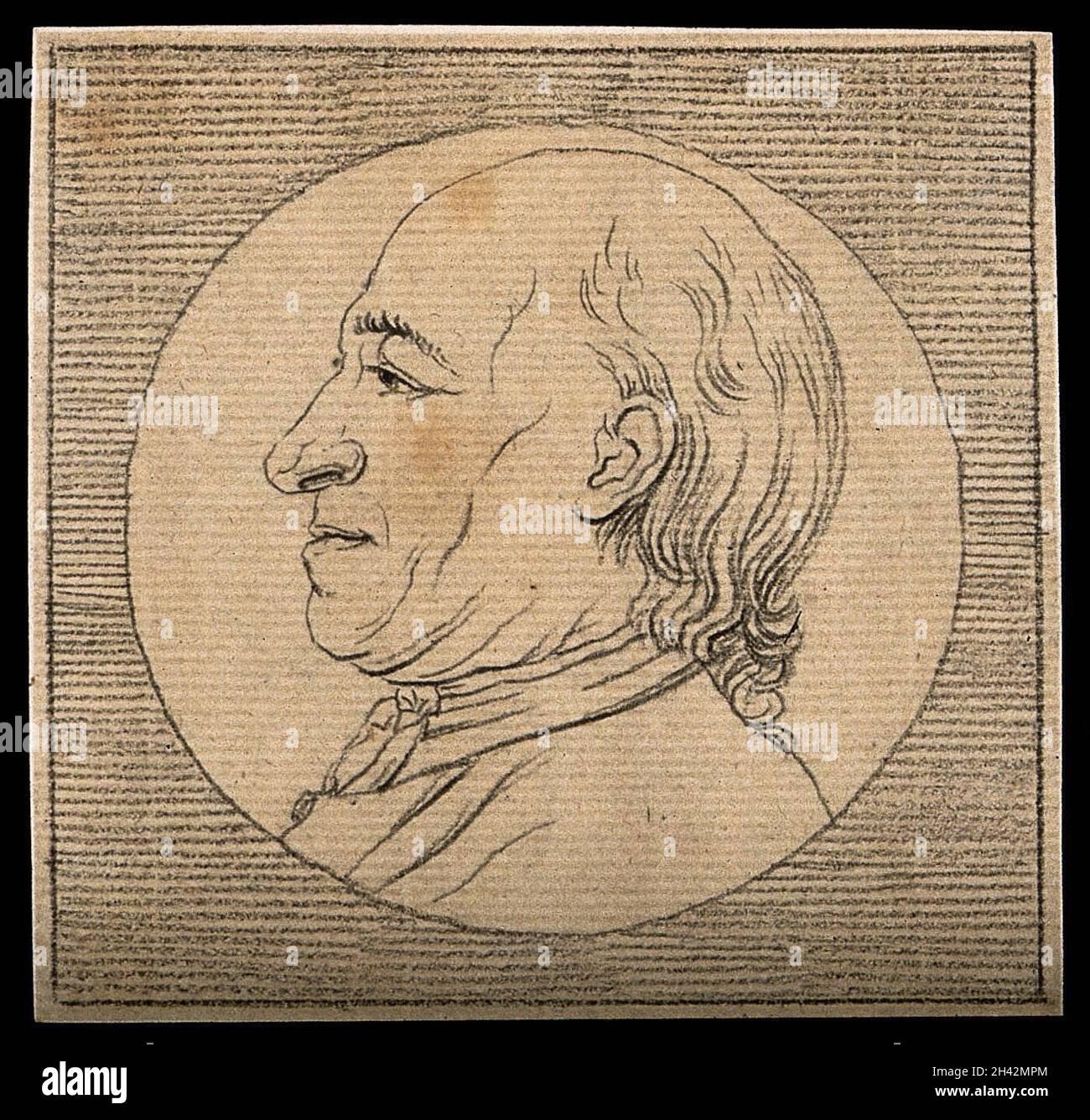 Choleric Man Head of a man exhibiting practical yet choleric qualities. Drawing, c ...