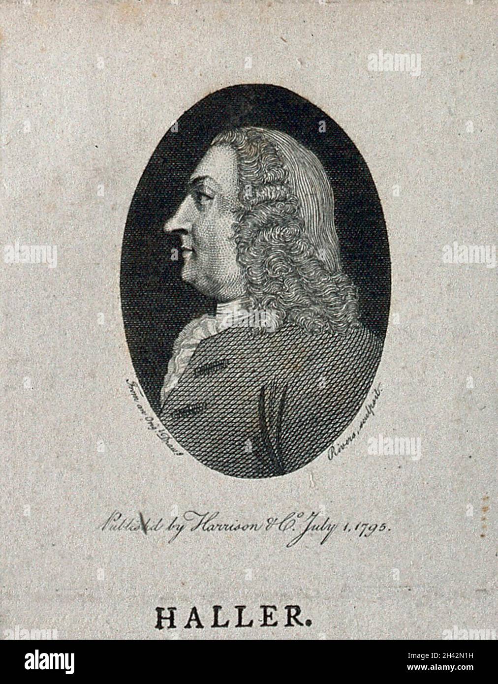 Baron Albrecht von Haller. Line engraving by Rivers, 1795 Stock Photo ...