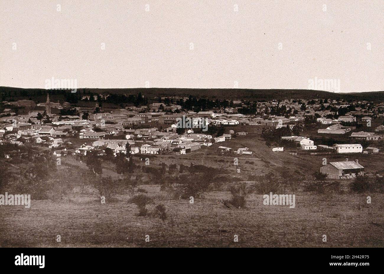 King William's Town, South Africa part of the town. Woodburytype, 1888