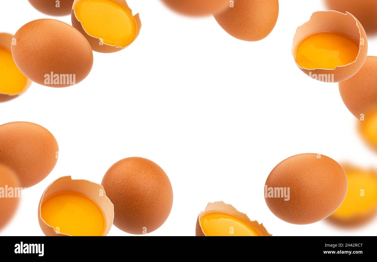 Chicken eggs isolated on white background Stock Photo - Alamy