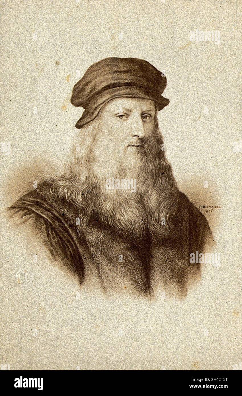Leonardo Da Vinci Photograph By E Desmaisons After A Print Stock 
