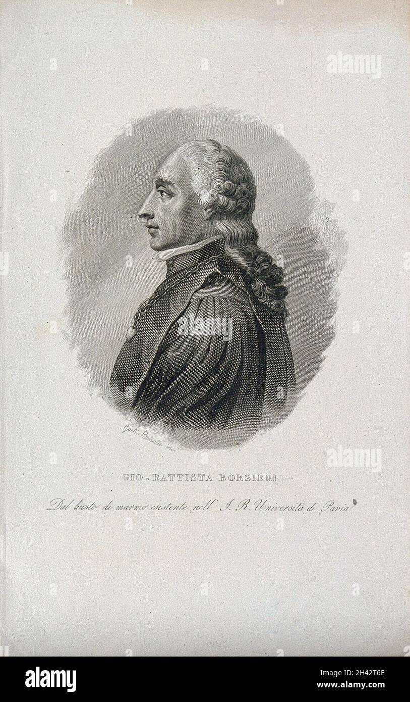 Giovanni Battista Borsieri. Line engraving by G. Bonatti Stock Photo