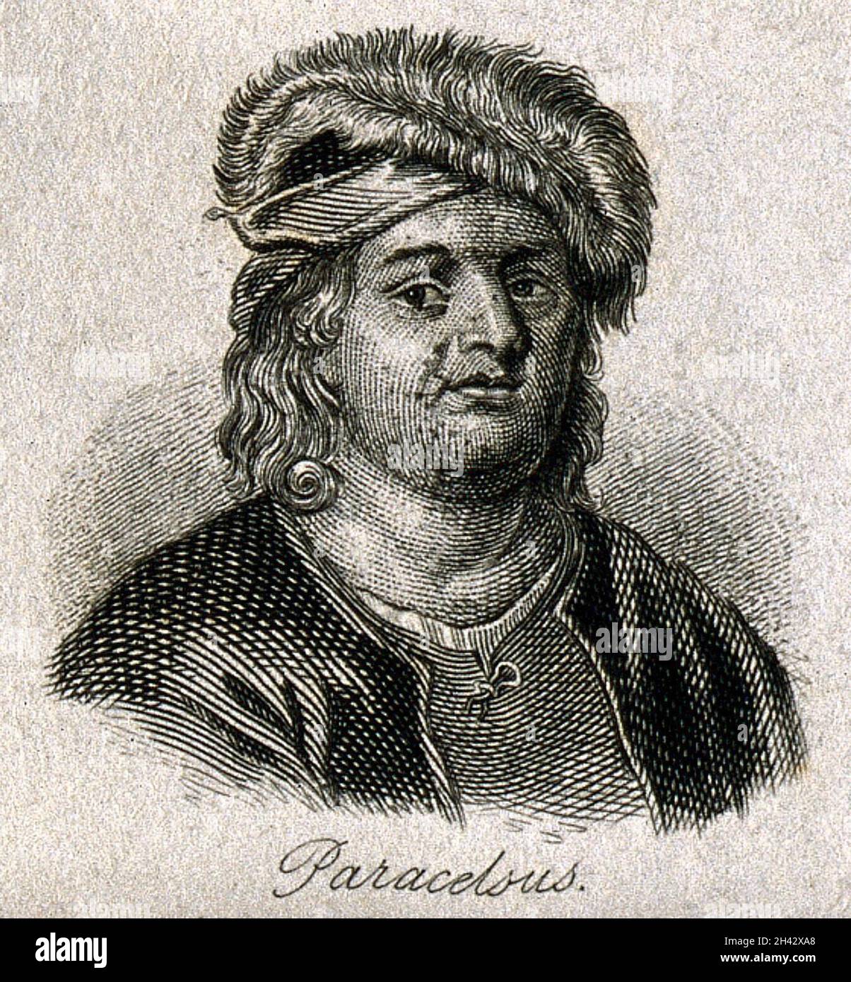 Aureolus Theophrastus Bombastus von Hohenheim [Paracelsus]. Line engraving. Stock Photo