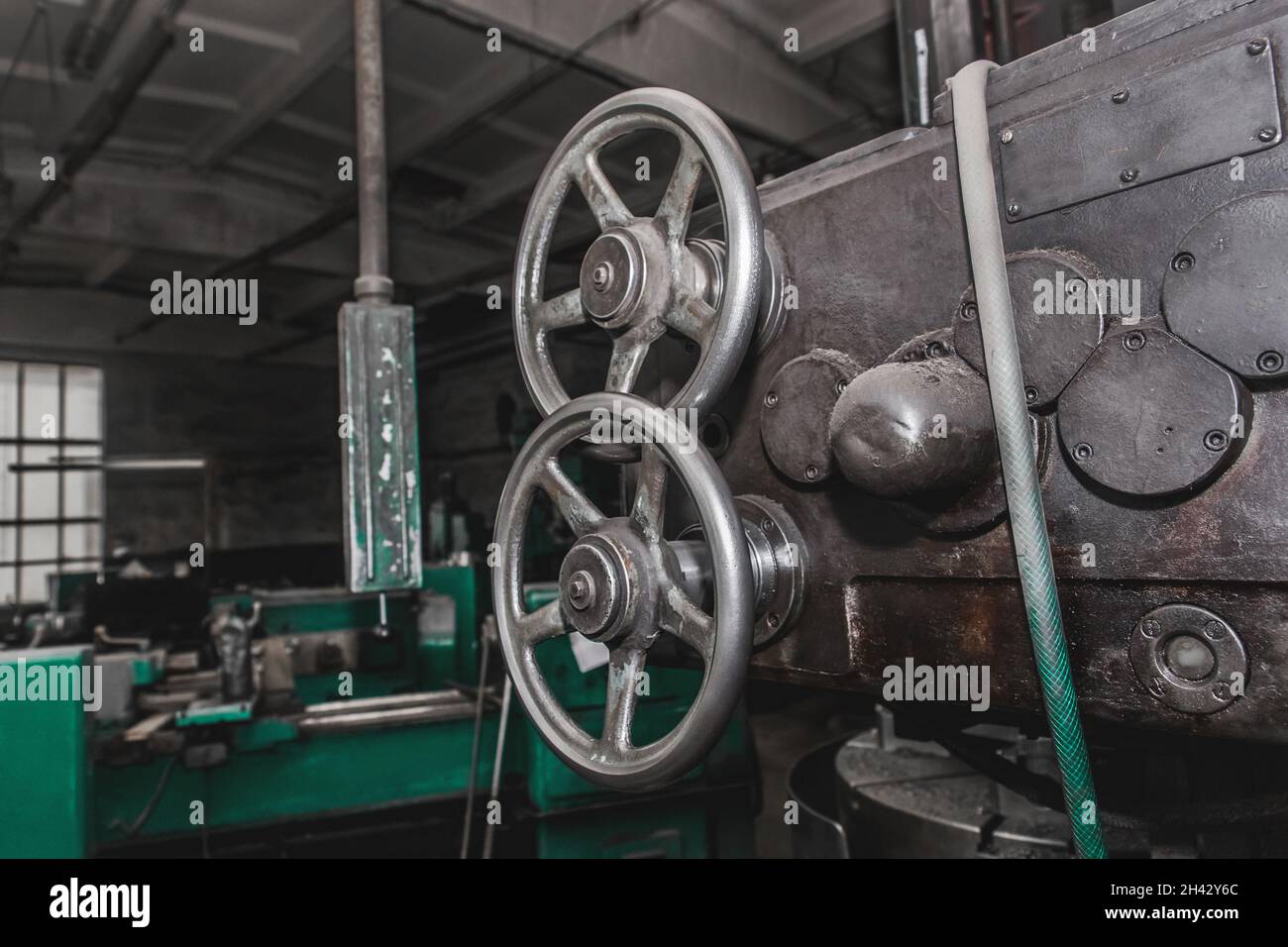 Iron Machine Handle Iron round handles of the old milling machine of equipment and tools ...